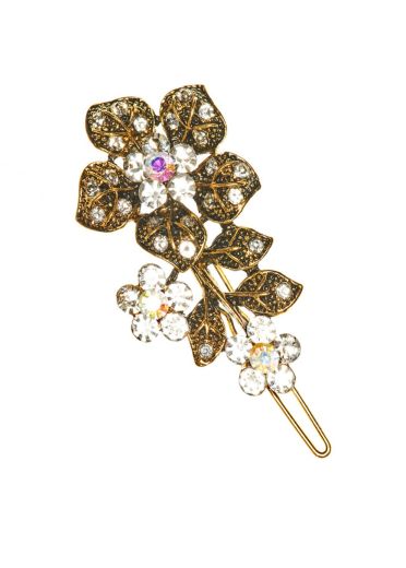 Gold Rose Crystal Hair Clip