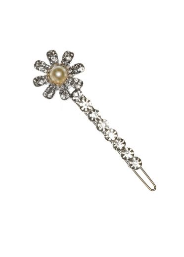 Crystal Daisy Pearl Hair Slide