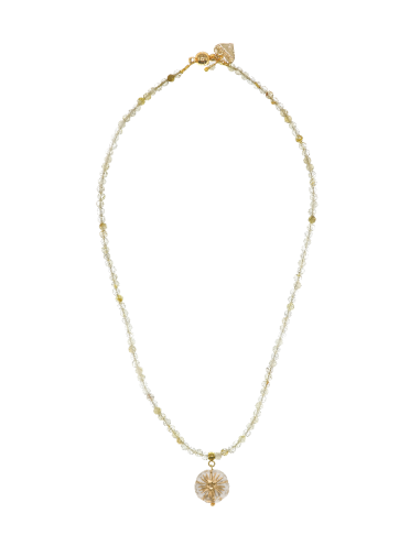 Gold Quartz Gemstone Pansy Necklace