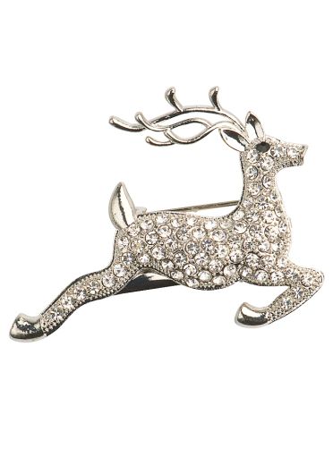 Silver Crystal Stag Brooch & Hairclip