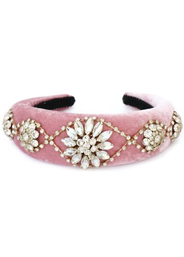 Rose Velvet Crystal Swirl Hairband