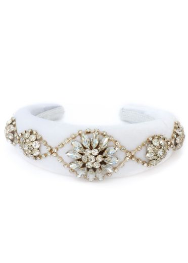 Ivory Velvet Crystal Swirl Hairband