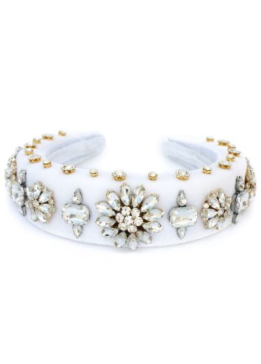 Ivory Velvet Crystal Hairband