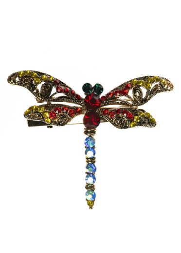 Rainbow Electric Crystal Dragonfly Brooch
