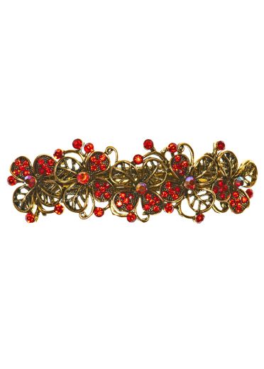 Red Poppies Crystal Barrette Clip