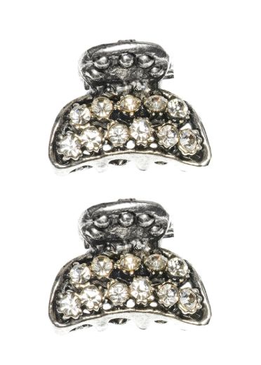 Silver Mini Crystal Jaw Clips