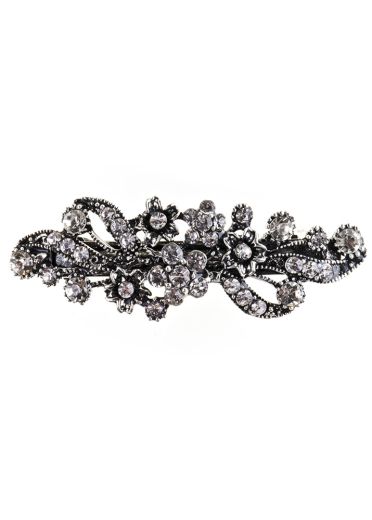 Silver Crystal Swirl Barrette Clip