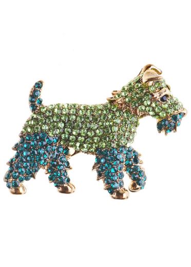 Dazzling Green Fox Terrier Hairclip and Brooch