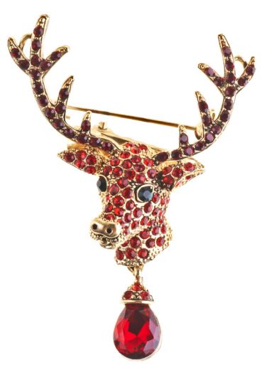 Red Forest Stag Hairclip and Brooch