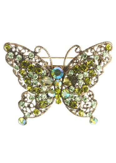 Green Crystal Butterfly Hairclip & Brooch