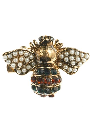 Metallic Crystal Bee Hairclip & Brooch