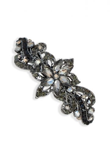 Pewter Lily Crystal Barrette