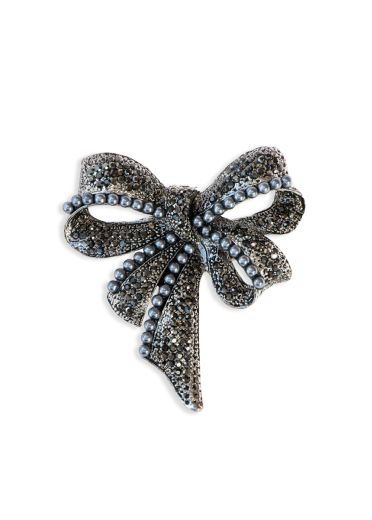 Pewter & Pearl Crystal Hairclip & Brooch