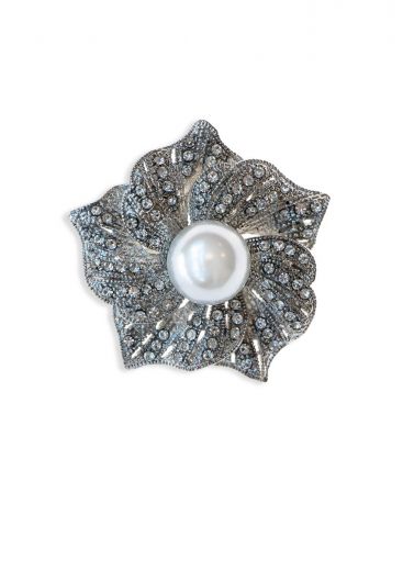 Silver Crystal Pearl Swirl Hairclip & Brooch
