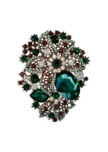 Emerald & Opal Crystal Bouquet Hairclip & Brooch