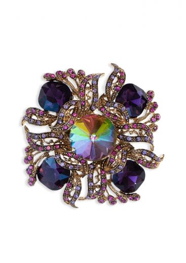 Ornate Lilac Crystal Hairclip & Brooch