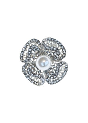 Pearl & Crystal Rose Hairclip & Brooch