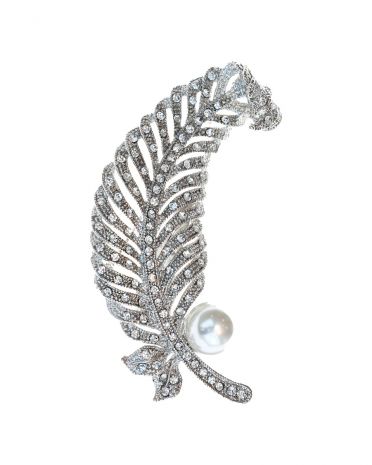 Pearl & Crystal Feather Hairclip & Brooch