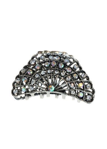 Silver Art-Deco Crystal Jaw Clip