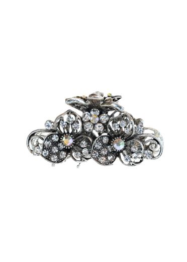 Silver Crystal Flower Jaw Clip