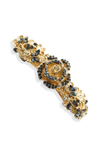 Gold Noir Flower Barrette Clip