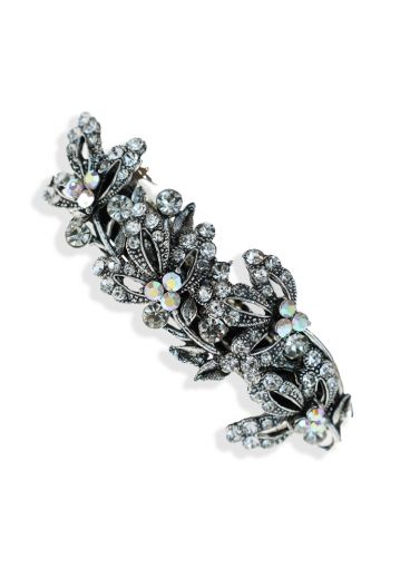 Silver Forget-Me-Not Crystal Barrette