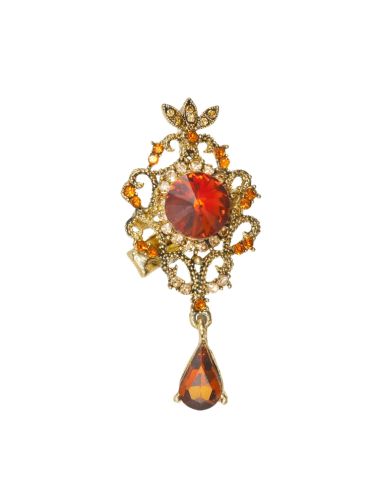 Amber Crystal Baroque Drop Crystal Hairclip & Brooch