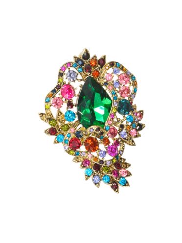 Rainbow Baroque Crystal Hairclip & Brooch