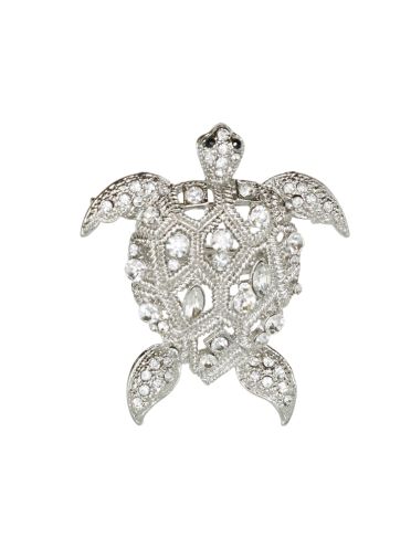  Silver Crystal Turtle Hairclip & Brooch