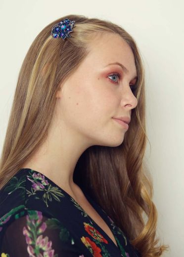 Blue Crystal Bouquet Hairclip & Brooch 