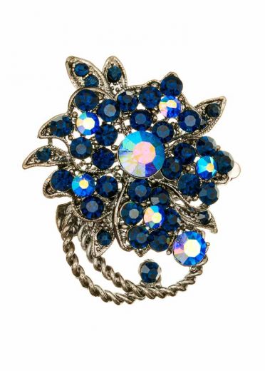 Blue Crystal Bouquet Hairclip & Brooch