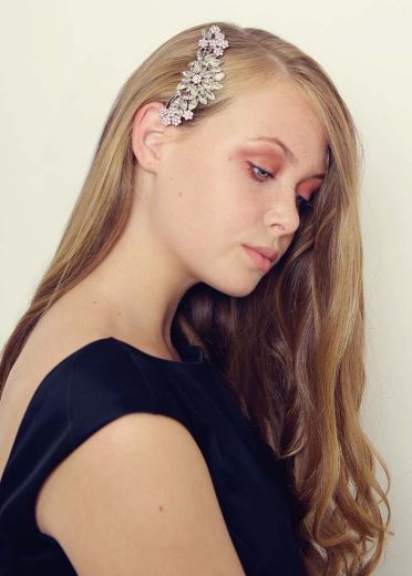 Silver Crystal Flower Comb