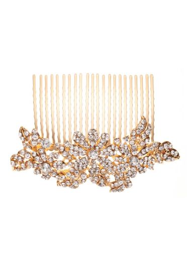 Gold Elegant Crystal Floral Comb