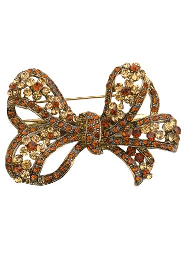 Gold Crystal Bow Brooch & Hairclip
