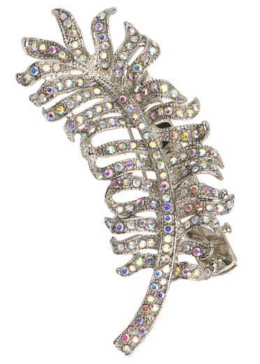 Elegant Crystal Feather Brooch & Hairclip