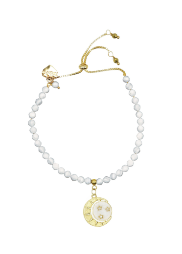 Mother of Pearl New Moon, Sun and Stars Adjustable Bracelet