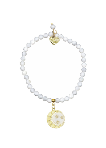 Mother of Pearl New Moon, Sun and Stars Bracelet
