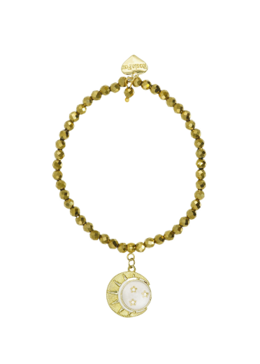 Pyrite Gemstone New Moon, Sun and Stars Bracelet