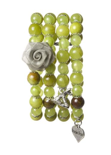 Olive Agate Stretch Cuff Bracelet