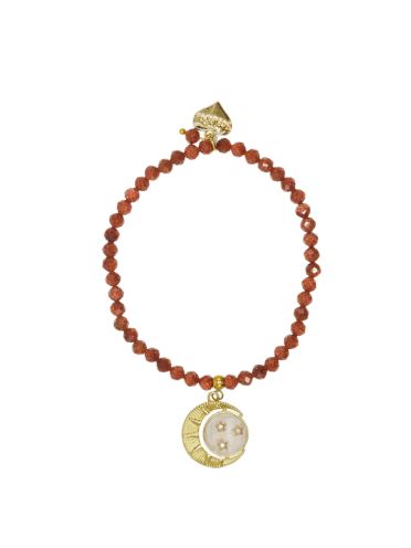 Sunstone Gemstone New Moon, Sun and Stars Bracelet