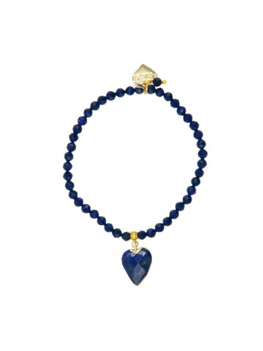 Lapis Lazuli Gemstone Heart and Navy Starstone Gemstone Bracelet