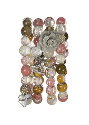 Strawberry Natural Agate Stretch Cuff Bracelet