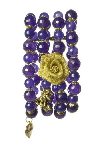 Purple Agate Stretch Cuff Bracelet