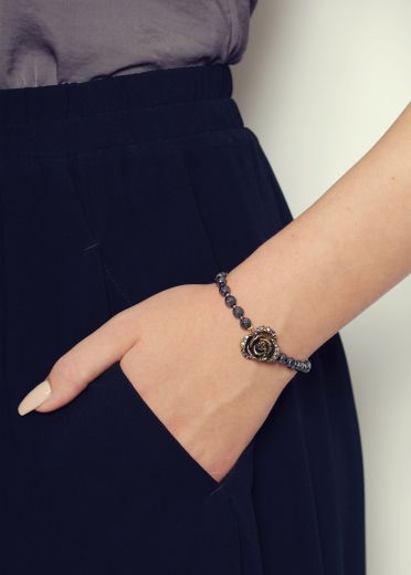 Hematite Rose Bracelet