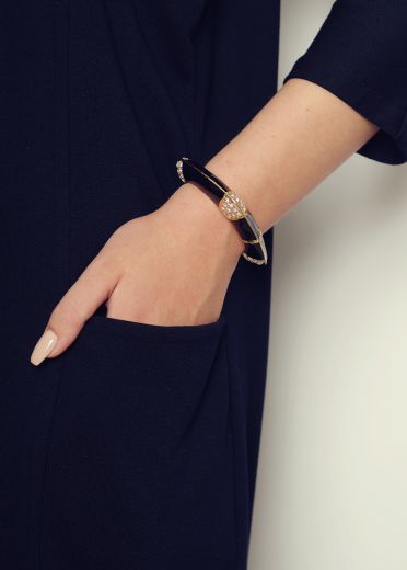 Black & Gold Art Deco Crystal Cuff