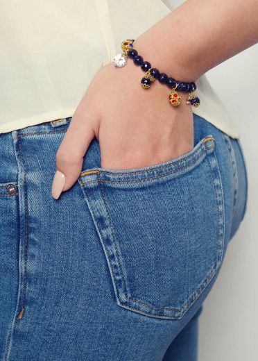 Navy Starstone Gemstone Charm Bracelet