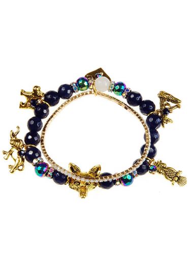 Gold Agate Charm Gemstone Bracelet