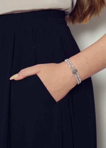 Freshwater Grey Pearl & Crystal Cuff