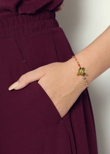 Ruby Rainbow Agate Fox Chain Bracelet