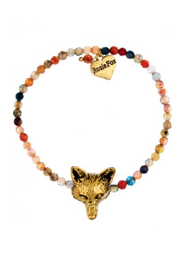 Ruby Rainbow Agate Fox Bracelet